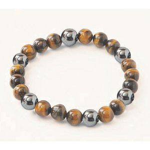 Zorbitz Lucky Magnetic Bracelet, Protection & Happiness, Hematite & Tiger's Eye